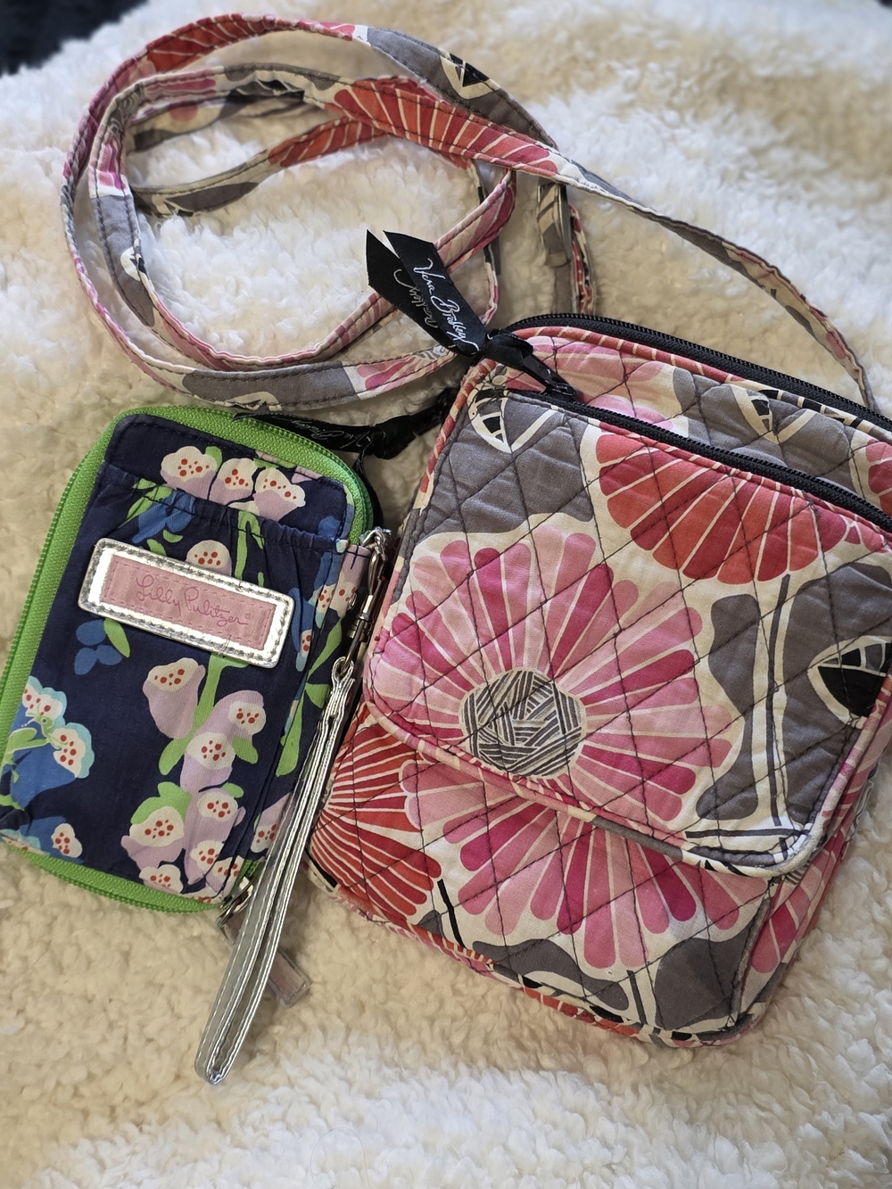 Vera Bradley Pink Floral Quilted Crossbody Bag & Lilly Pulitzer Retro Phone Case